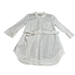 Dana Bushman Belted White Blouse size Small